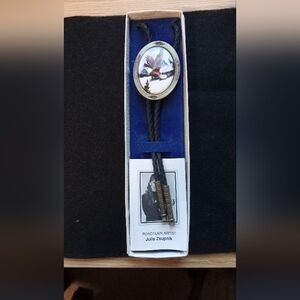 Montana Native Eagle Design Handmade Bolo Tie